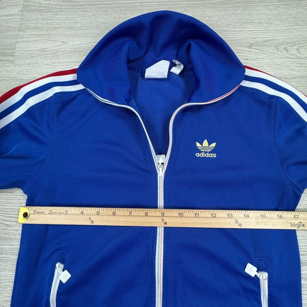 Adidas Originals Men's Track Jacket Blue White 3-Stripe Full Zip XS Retro